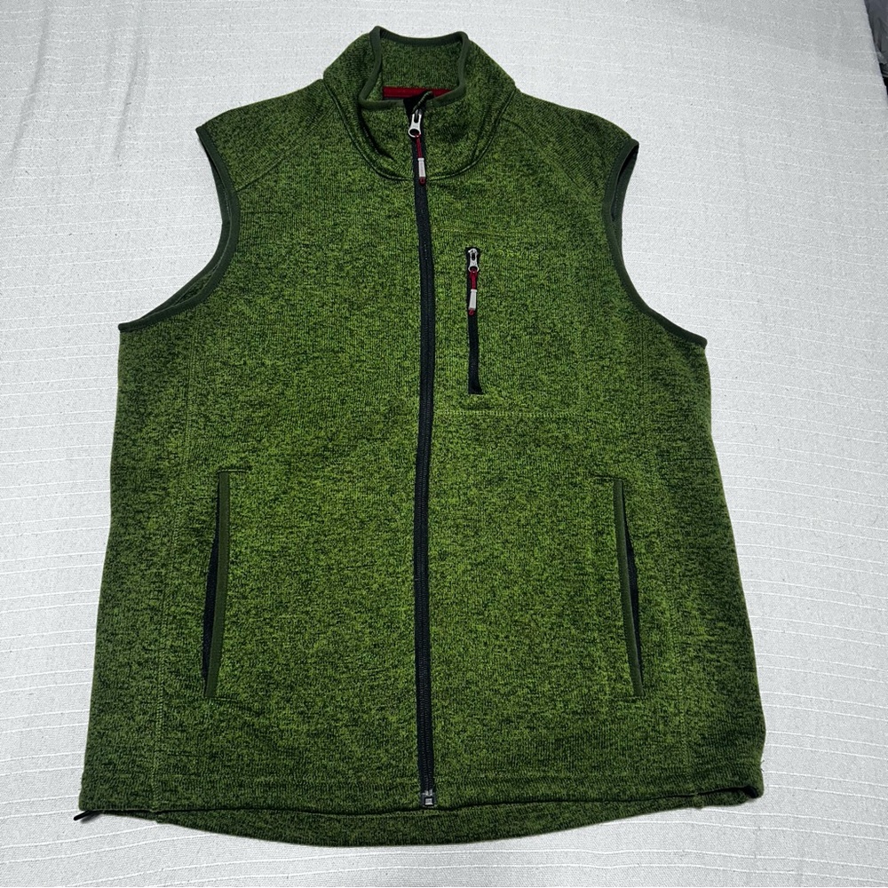 Men’s Orvis Green Black Marled Vest Full Zip Medium